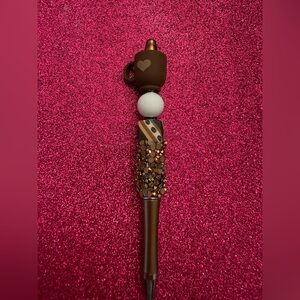 Brown and White Coffee-Themed Pen